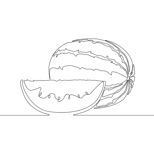 Dibujo continuo de línea Sandía o melón. Ilustración vectorial
. - Vector, Imagen