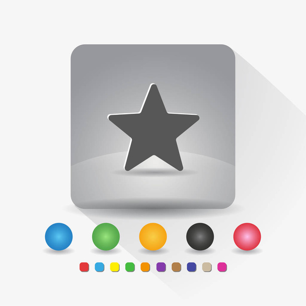 Star shape icon. Sign symbol app in gray square shape round corner with long shadow vector illustration and color template. - Vector, Image