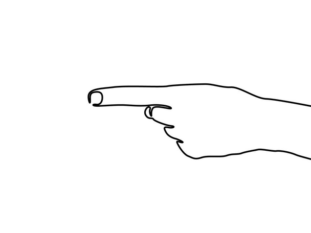 Ononderbroken één lijn hand punt naar links, linker teken. Vector illustratie - Vector, afbeelding