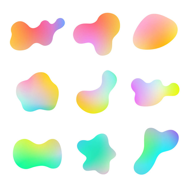 虹色グラデーションの液体要素のセットです。ホログラムのカメレオンのデザイン。未来的な抽象的な背景、明るいカラフルな塗料スプラッシュ流体。ベクトル。Eps 10. - ベクター画像
