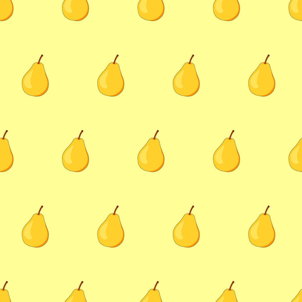 Pear seamless pattern, vector. Yellow background. - Vector, Imagen