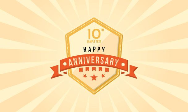 10 Yıl Mutlu Yıldönümü Shield Şerit Banner Vektör İllüstrasyon - Vektör, Görsel