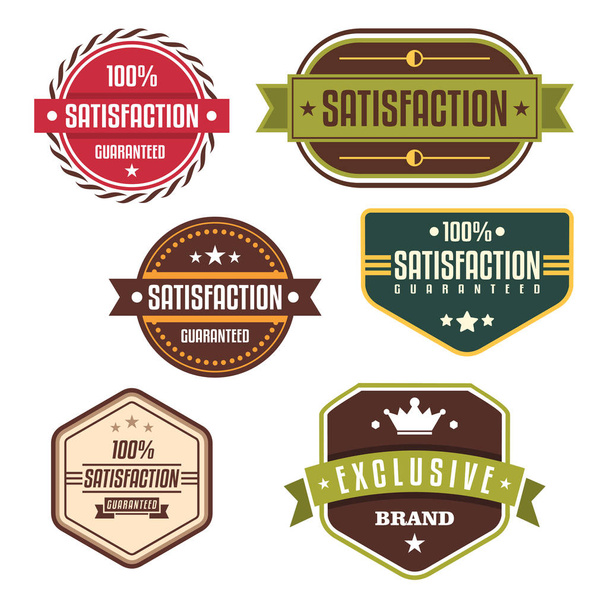 Kolekce štítků pro propagaci kvalitních a zlevněných podniků - Vektor, obrázek