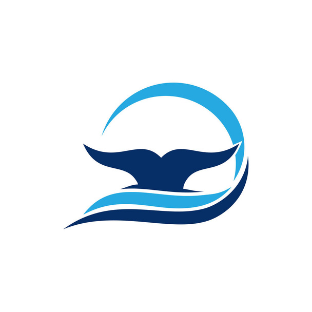 Blauer Walflossenschwanz Tauchgang Unterwasser-Logo-Vorlage - Vektor, Bild