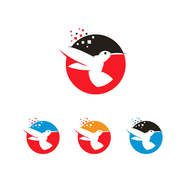 Κύκλος βουητό Κοκολιμπρί πτηνών - Διάνυσμα, εικόνα