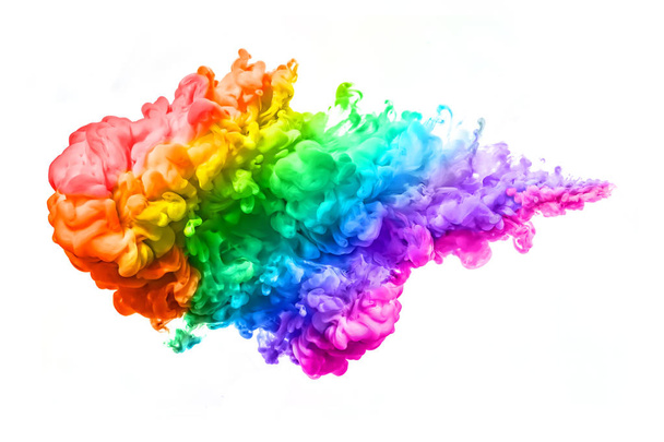 Regenbogen aus Acrylfarbe in Wasser. Farbexplosion - Foto, Bild