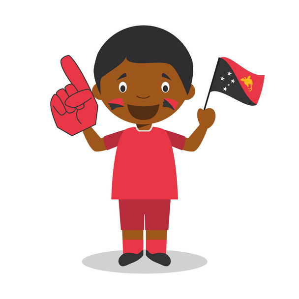 fan de l'équipe nationale de sport de Papouasie-Nouvelle-Guinée avec drapeau et gant Illustration vectorielle
 - Vecteur, image