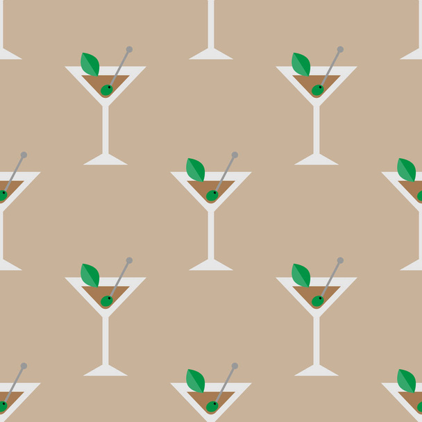 Seamless pattern background with alcohol cocktail drinks of martini, margarita, tequila or vodka. - Vector, Image
