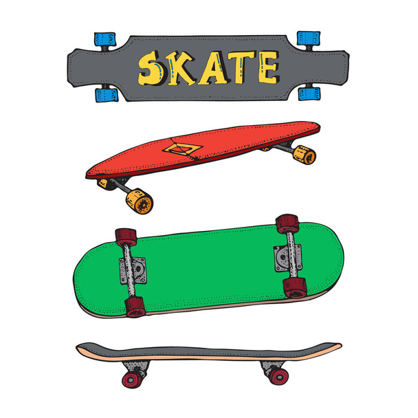 スケートボード上面と下面のベクトルイラスト ロイヤリティフリーのベクターグラフィック画像
