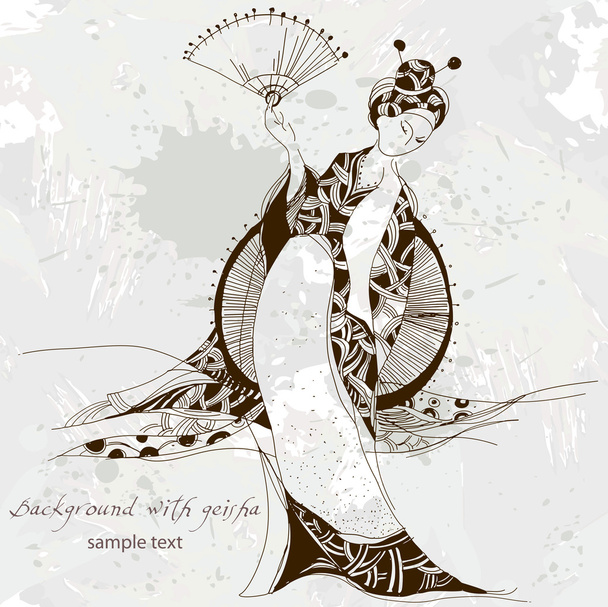 Fondo con hermosa geisha
 - Vector, Imagen
