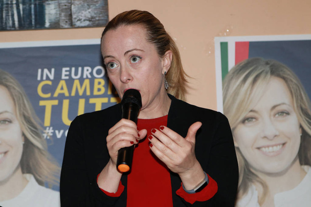 Giorgia Meloni - MODENA - ITALY, MAY 6, 2019 - public politic conference Fratelli dItalia party - Foto, Imagem
