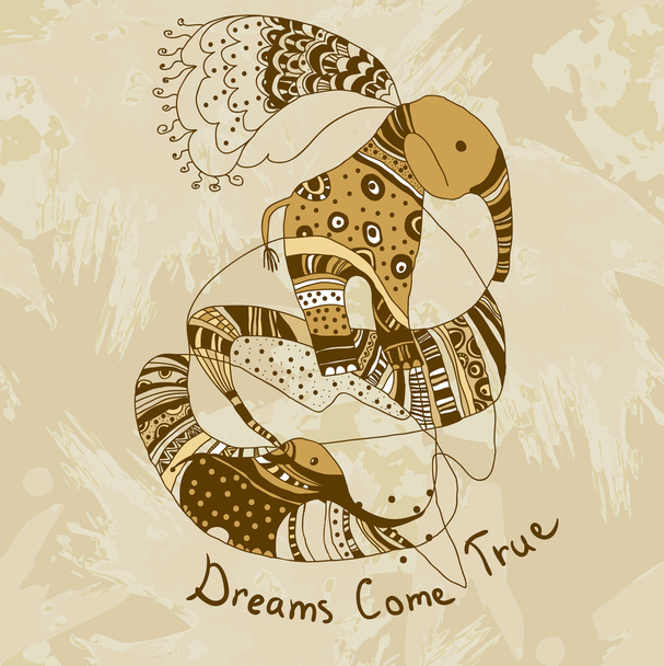 Dreams Come True Wallpaper with elephant - Vector, Image