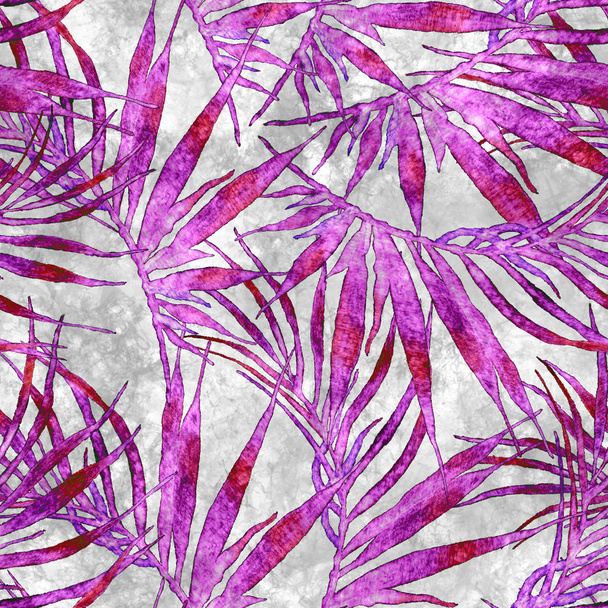 Tropical seamless pattern. Watercolor chaotic palm - Fotoğraf, Görsel