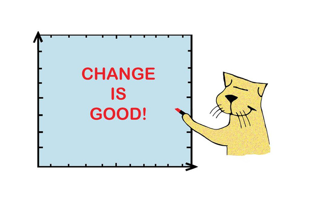 Η γάτα γράφει ότι η αλλαγή είναι καλή - Φωτογραφία, εικόνα