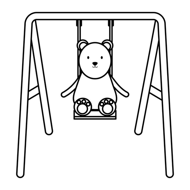cute polar bear in swing childish character - Vector, Image