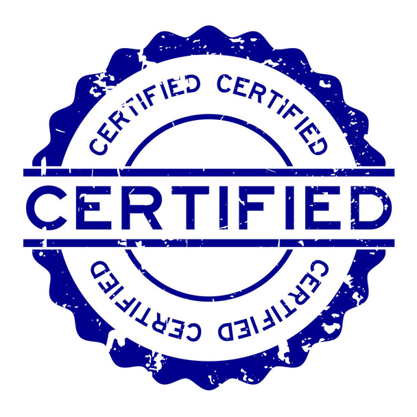 Grunge blu certificato timbro sigillo di gomma parola su sfondo bianco - Vettoriali, immagini