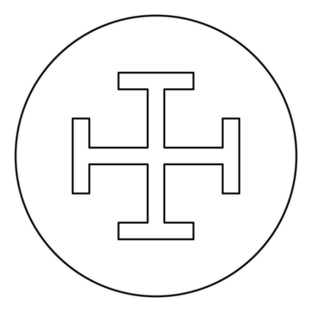Krzyż szubienicy głowa ilustracja krzyż Monogram krzyż okrągły obraz płaski religijny styl wektor zarys - Wektor, obraz