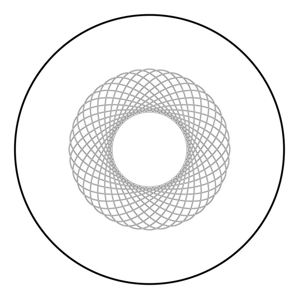 Spirograph abstrakt Element Kreis Form konzentrische Muster fraktale grafische Ikone im Kreis runde Umrisse schwarze Farbe Vektor Illustration flachen Stil Bild - Vektor, Bild