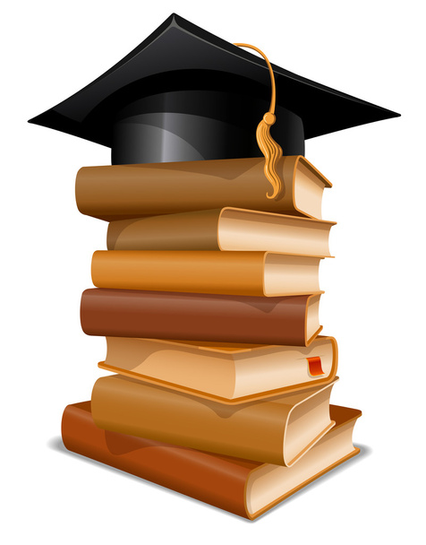 Stack of books with graduation cap - Vector, Image