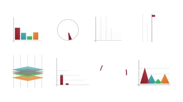 Statystyki biznesowe i infografiki layout Pack/4K animacja zestawu projektowania biznesowego i analizy danych rynkowych i raportów, z infografiki, statystyki bar, wykresy i diagramy - Materiał filmowy, wideo
