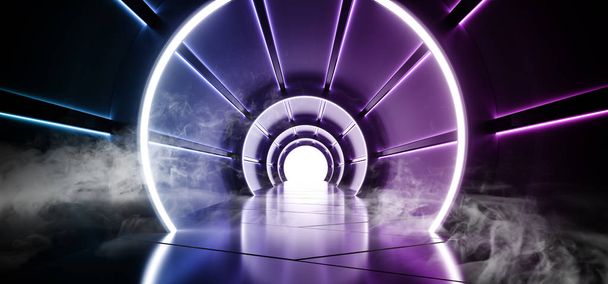 Corridoio a forma di cilindro rotondo futuristico fantascientifico del cerchio del fumo Wi
 - Foto, immagini