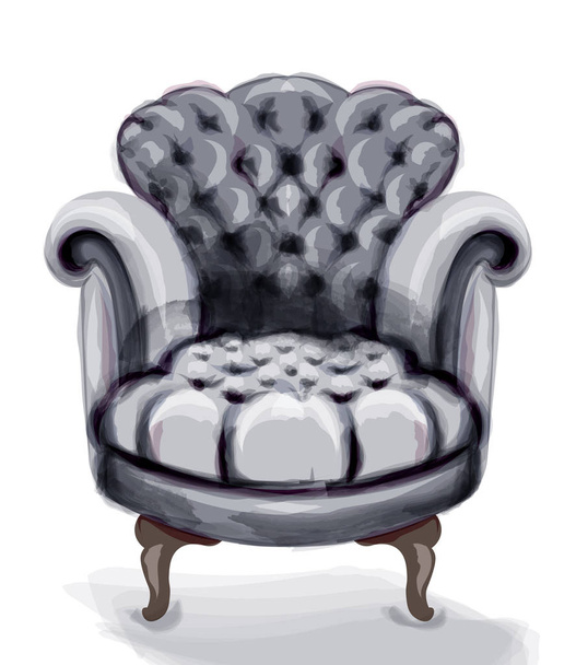 Vintage retro armchair Vector watercolor. Modern style furniture. Old effect designs - Vecteur, image
