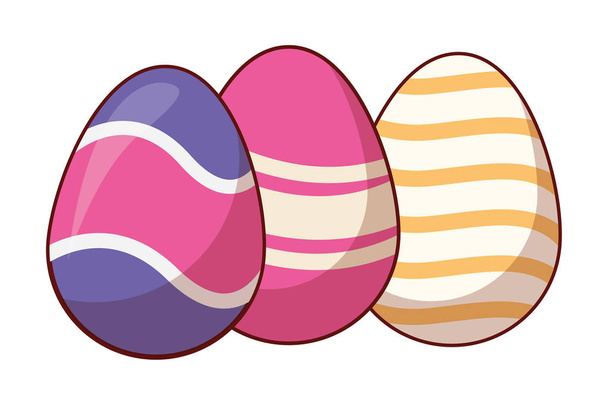 ζωγραφισμένα πολύχρωμα Πασχαλινά αυγά - Διάνυσμα, εικόνα