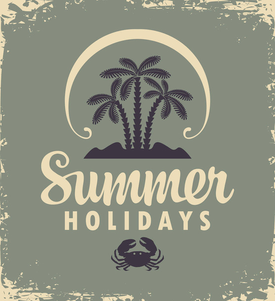 Summer tropical banner with palms and sun - Vetor, Imagem