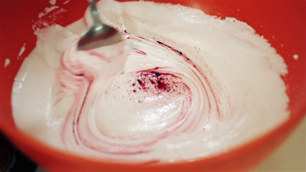 Chef Stirring Cream. Close-Up. - Filmati, video