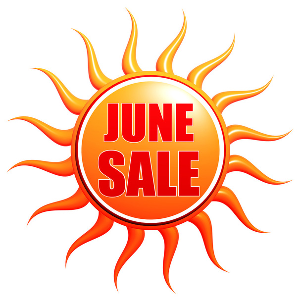 June sale in 3d sun label - Photo, Image