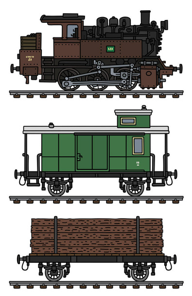 Il treno a vapore vintage in legno
 - Vettoriali, immagini