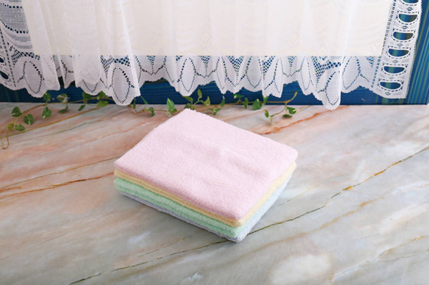 Pile of colorful cotton towels - Фото, зображення