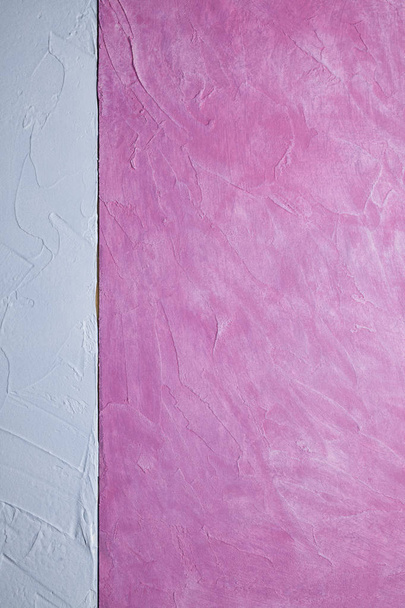 二重層の背景 - 青とピンクの石膏表面 - 写真・画像