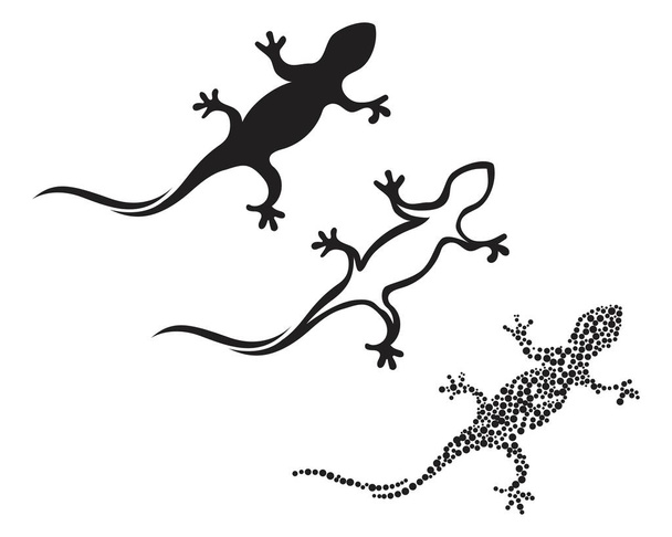 Gyík, kaméleon Gecko Silhouette fekete  - Vektor, kép