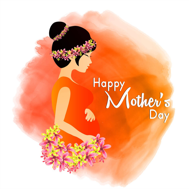 Happy mother's day layout design with flowers background - Vector - Вектор,изображение