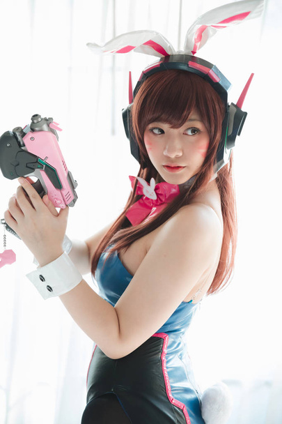 Japonya anime cosplay , beyaz oda bac kız cosplay portresi - Fotoğraf, Görsel