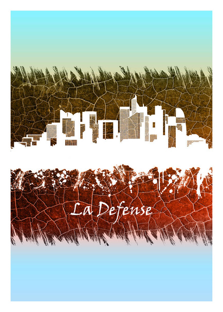 Голубой и белый горизонт La Defense, крупного делового района, расположенного в трех шагах к западу от городской черты Парижа
 - Фото, изображение