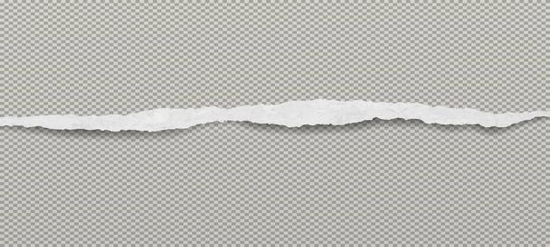 Torn horizontal white paper strip is on grey rectangle background. Vector illustration - Vector, Image