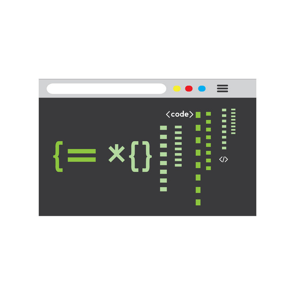 Programming code on a browser window - Vektör, Görsel