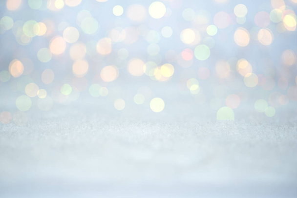 Christmas light background. Holiday glowing backdrop. Defocused Background With Blinking stars. Blurred bokeh. - Photo, image