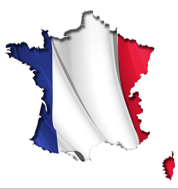 Mapa-Bandeira Francesa
 - Vetor, Imagem
