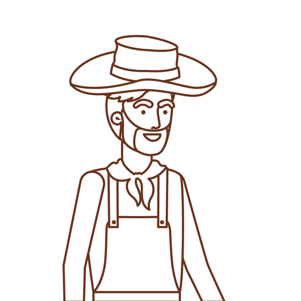 man farmer with straw hat - Vektor, Bild