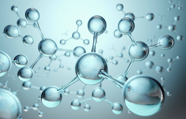 Fondo de ciencia con molécula o átomo, Estructura abstracta para ciencia o fondo médico, ilustración 3d
. - Foto, Imagen