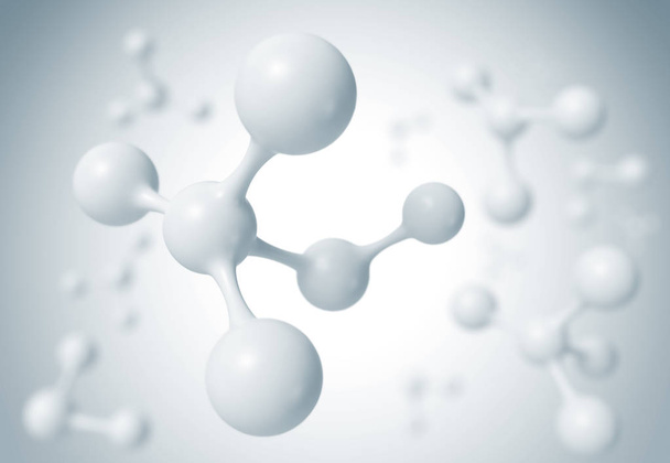 molécula blanca o átomo, estructura limpia abstracta para la ciencia o el fondo médico, ilustración 3d
. - Foto, Imagen