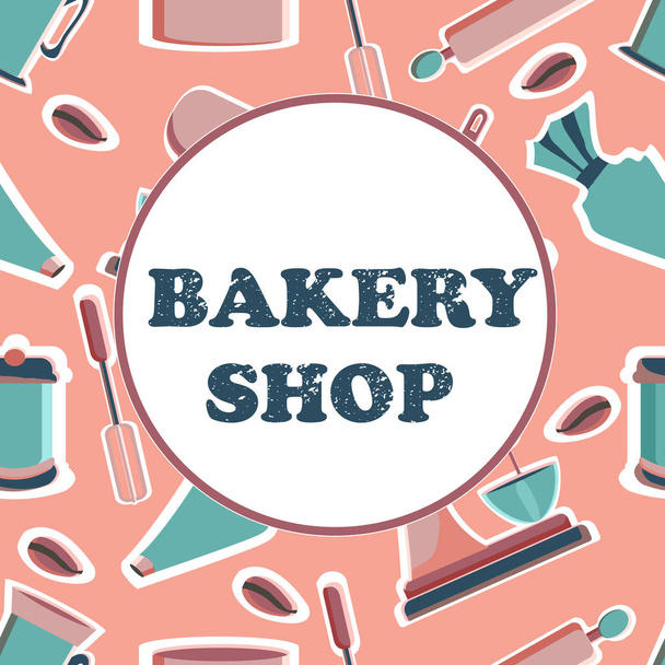 Banner for the bakery shop. Tools for pastry maker. Vector illus - Vector, Image