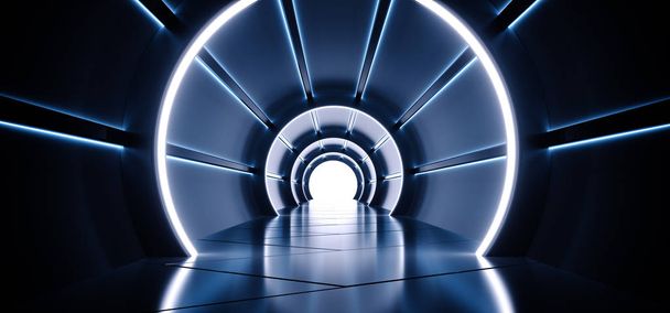 Neon Sci-Fi Fütüristik Yuvarlak Silindir Şekilli Koridor Led B - Fotoğraf, Görsel