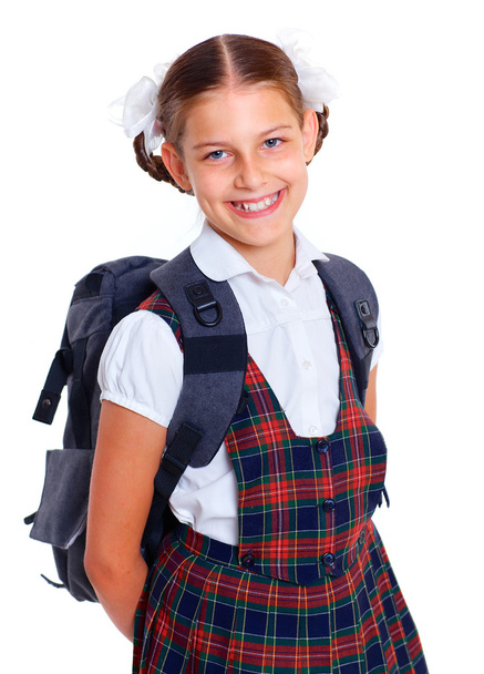 portrait of cheerful schoolgirl - Fotografie, Obrázek