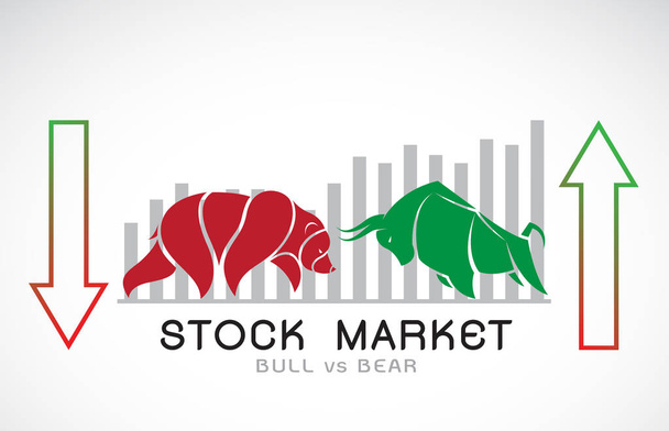 Vector of bull and bear symbols of stock market trends. - Vector, Image