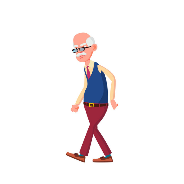 European Old Man Vector. Elderly People. Senior Person. Isolated Cartoon Illustration - Vector, Image