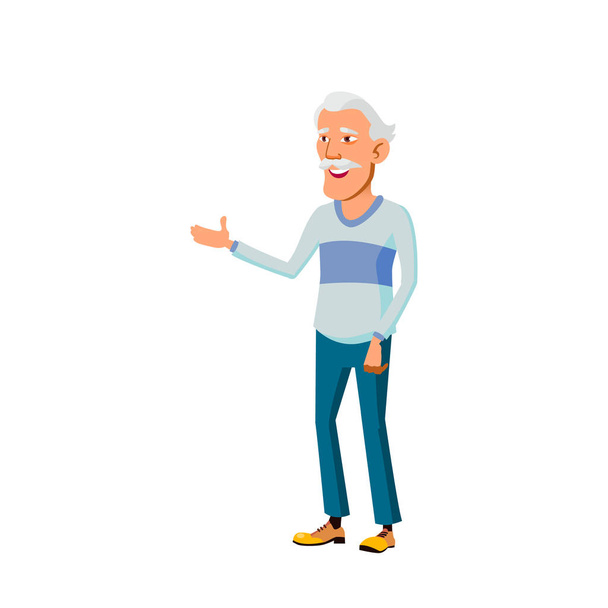 Asian Old Man Vector. Elderly People. Senior Person. Isolated Cartoon Illustration - Vector, Image